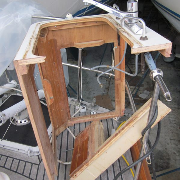 Whirlaway, galley sink on deck