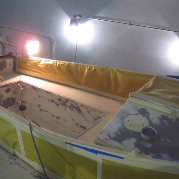 Awlgrip prep in cockpit Awlgrip prep in cockpit