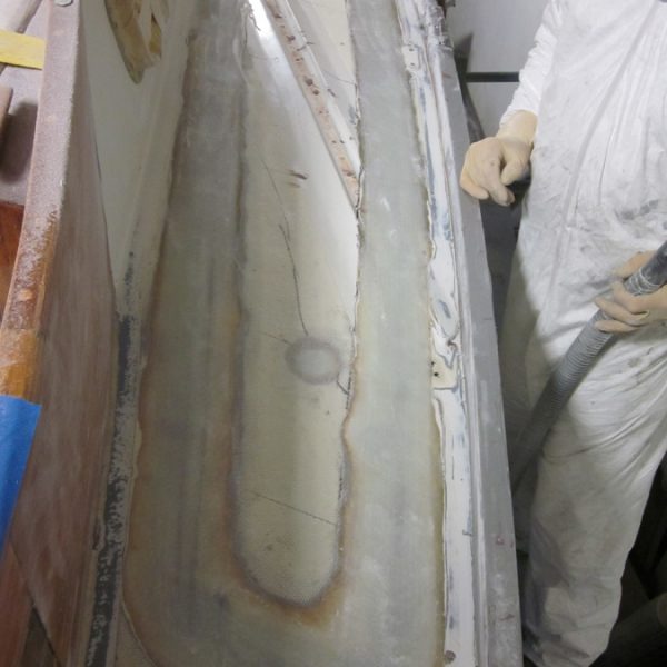 Stbd side, core replaced, re-laminating Stbd side, core replaced, re-laminating